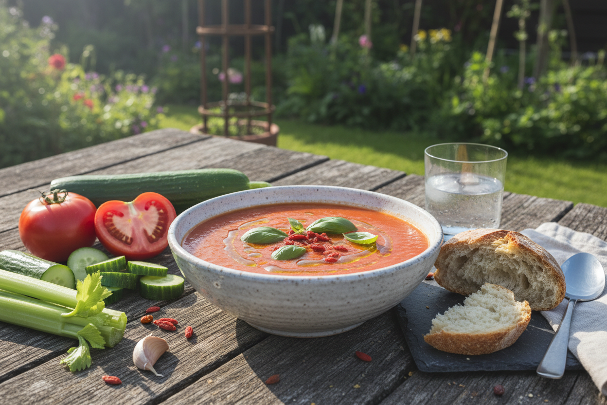 Vegane Goji-Gazpacho: Erfrischende Sommersuppe in 5 Minuten