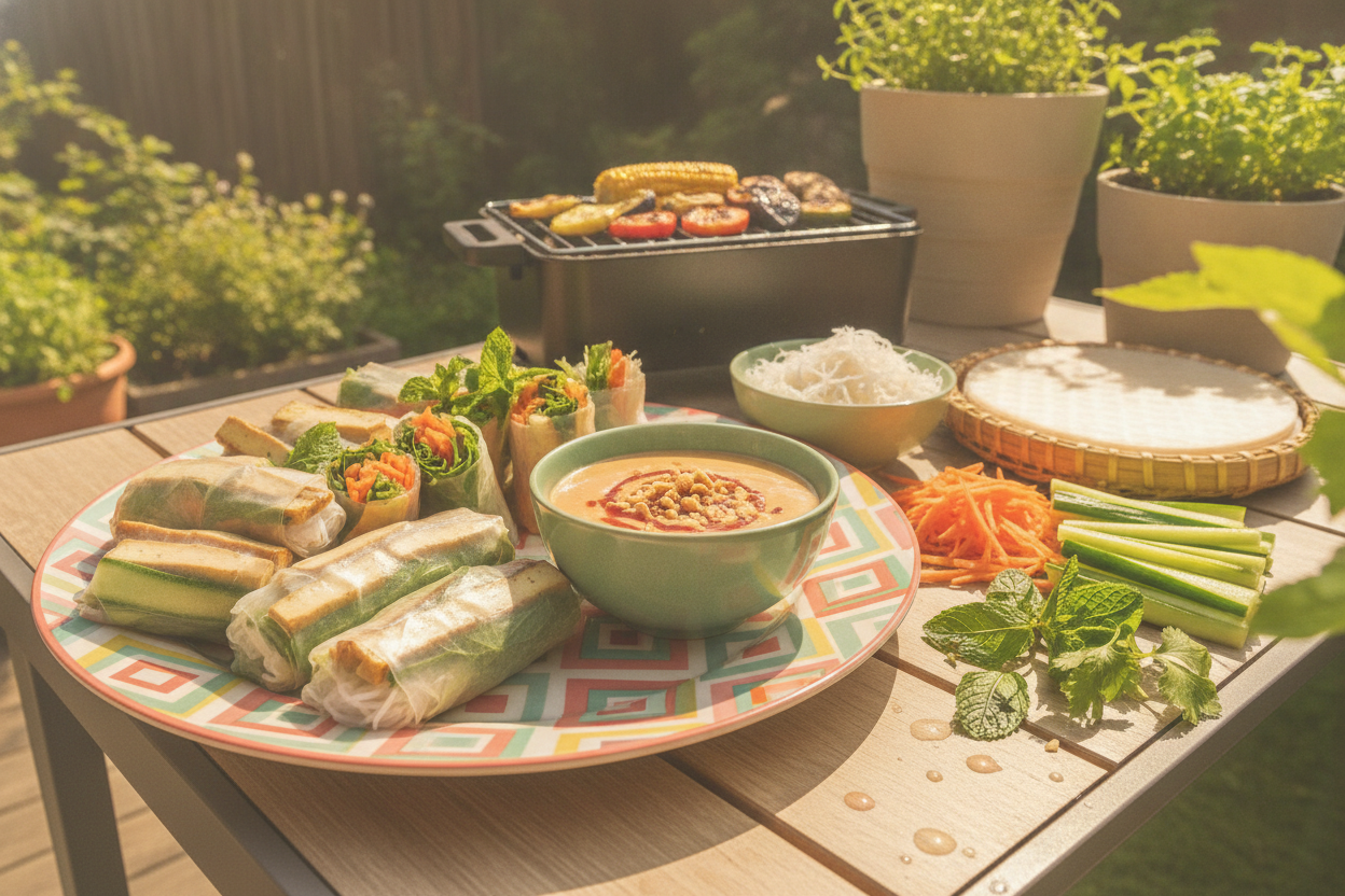 Vegane Sommerrollen mit Erdnuss-Dip