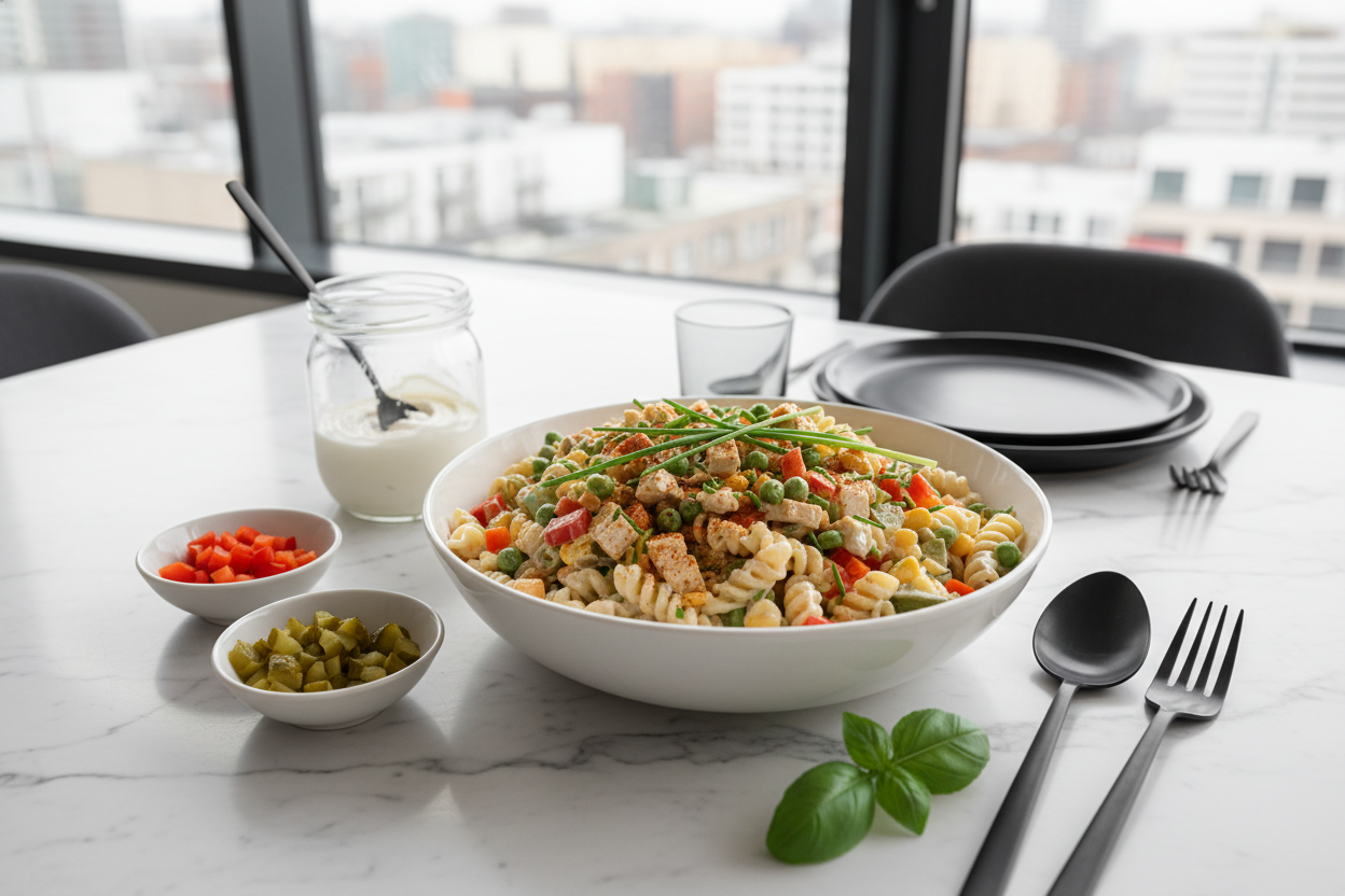 Veganer Nudelsalat: Cremig-klassisch wie bei Oma
