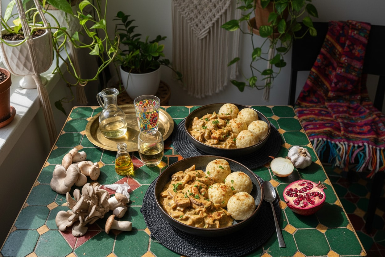 Veganes Beuschel: Cremiges Pilzragout auf Wiener Art