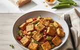 tempeh auf okra gemuese