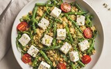 veganer feta rucola bohnen salat